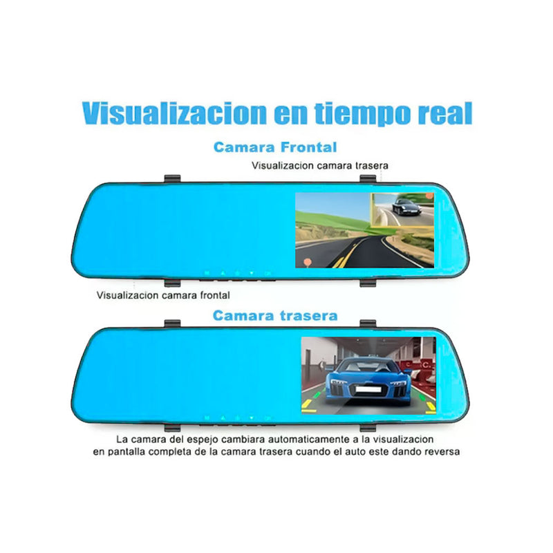 Camara Espejo Retrovisor para Auto Camioneta Dvr + Reversa 4.3 Pulgadas  FULL HD 1080p MOD4