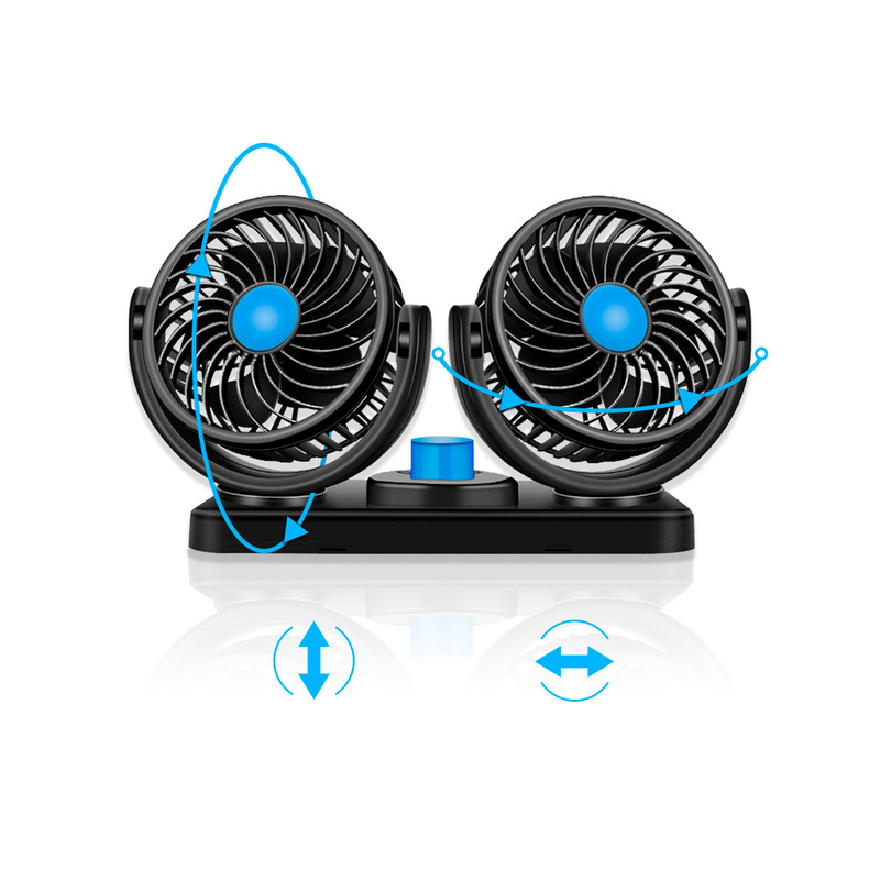 Ventilador Doble 360º Giratorio para Auto Camioneta Conexion Cigarrera 12V